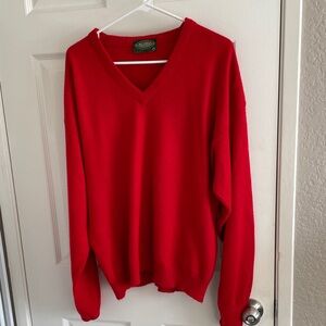 John Woodhead Ltd Men’s Red V-Neck Sweater L